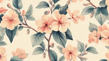 A vibrant floral pattern featuring soft pink flowers and green leaves, presented in 4K Ultra HD for a stunning desktop wallpaper and background.