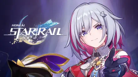 HD desktop wallpaper featuring Topaz from the video game Honkai: Star Rail, showcasing the character with vibrant colors and dynamic design against a striking background.