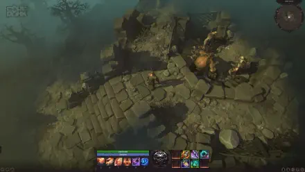 A captivating 4K Ultra HD wallpaper featuring gameplay from Corepunk, showcasing a character exploring a mysterious, misty landscape with detailed environments and creatures.