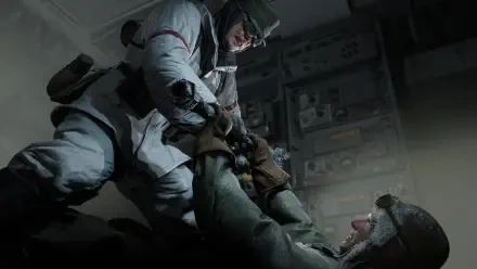 HD wallpaper from Indiana Jones and the Great Circle, showcasing a dynamic scene of confrontation, capturing the adventurous spirit of the video game.