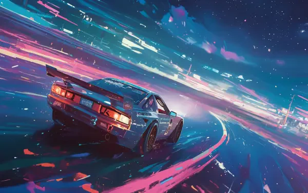 vehicle anime car car racing neon HD Desktop Wallpaper | Background Image