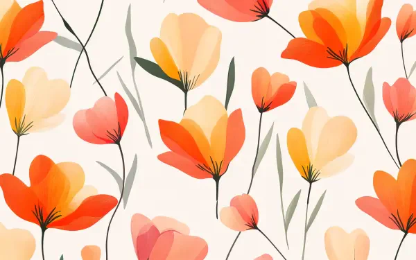 A vibrant floral pattern featuring orange and yellow flowers on a soft background, showcased in a 4K Ultra HD desktop wallpaper.