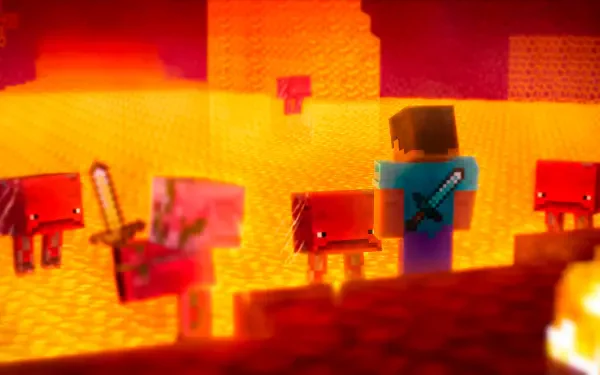 Minecraft Nether lava Strider (Minecraft) Steve (Minecraft) HD Desktop Wallpaper | Background Image