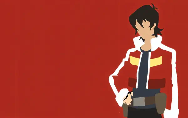 A minimalist anime depiction of Keith Kogane from *Voltron Legendary Defender*, set against a bold red background, suited for a 4K Ultra HD PC desktop wallpaper.