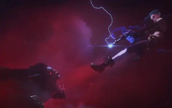 4K Ultra HD PC desktop wallpaper featuring a dynamic scene from the TV show Arcane, highlighting action from Arcane Season 2 with vivid colors and electrifying effects.