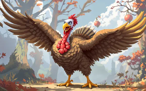 turkey (bird) Turkey cartoon Autumn forest HD Desktop Wallpaper | Background Image
