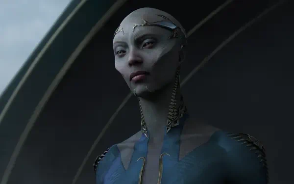 A futuristic character from the video game Exodus (2024), featuring intricate details and a striking design, serves as an HD PC desktop wallpaper and background.