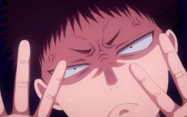 Close-up of a character from Medaka Kuroiwa Is Impervious to My Charms, featuring expressive facial features and a dramatic pose. This HD artwork enhances any desktop wallpaper or background.