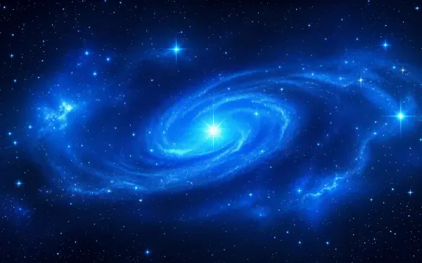 A vibrant blue star constellation in a swirling galaxy, this 4K Ultra HD wallpaper captures the beauty of the cosmos, creating an immersive and celestial background for PCs.