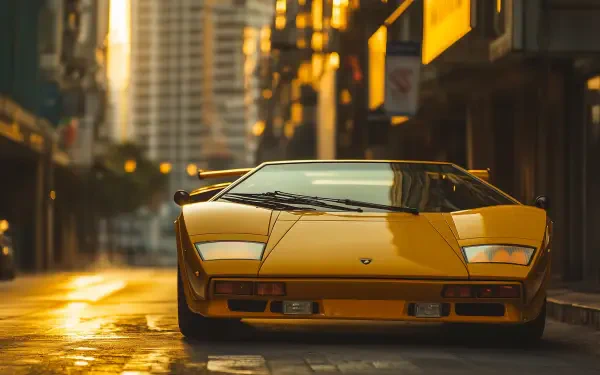 Lamborghini Countach urban yellow HD Desktop Wallpaper | Background Image