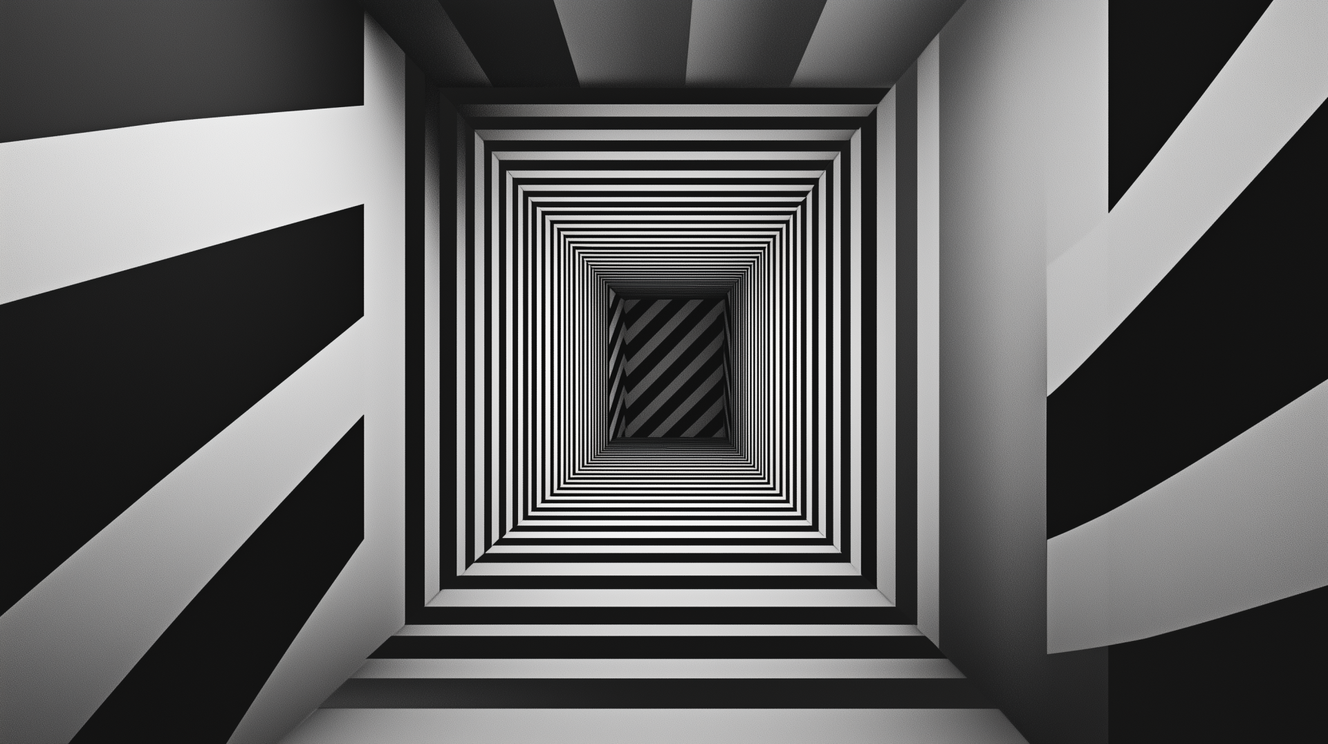Download Geometric Art Black & White 3D Infinite Depth HD Wallpaper by patrika