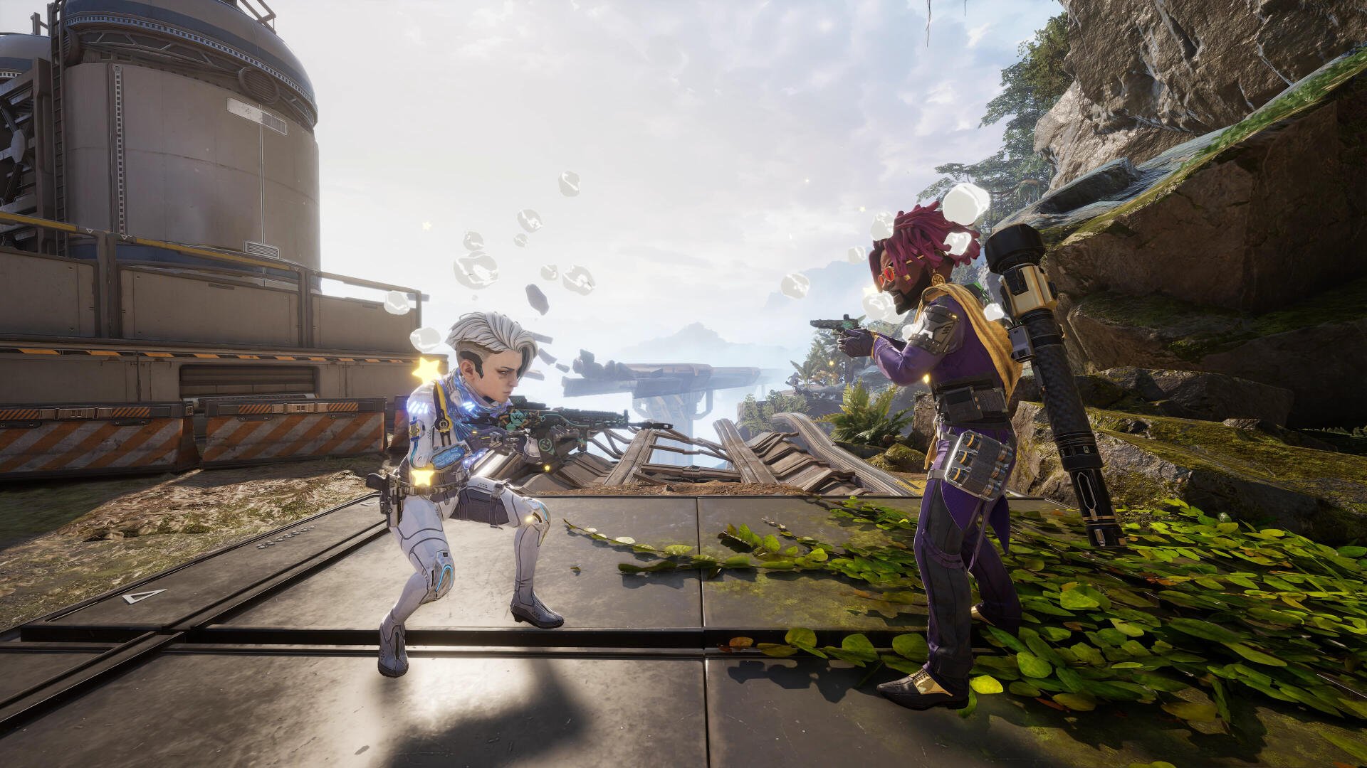 A dynamic scene from the video game FragPunk, showcasing two characters in a futuristic setting, captured as a striking 4K Ultra HD PC desktop wallpaper and background.