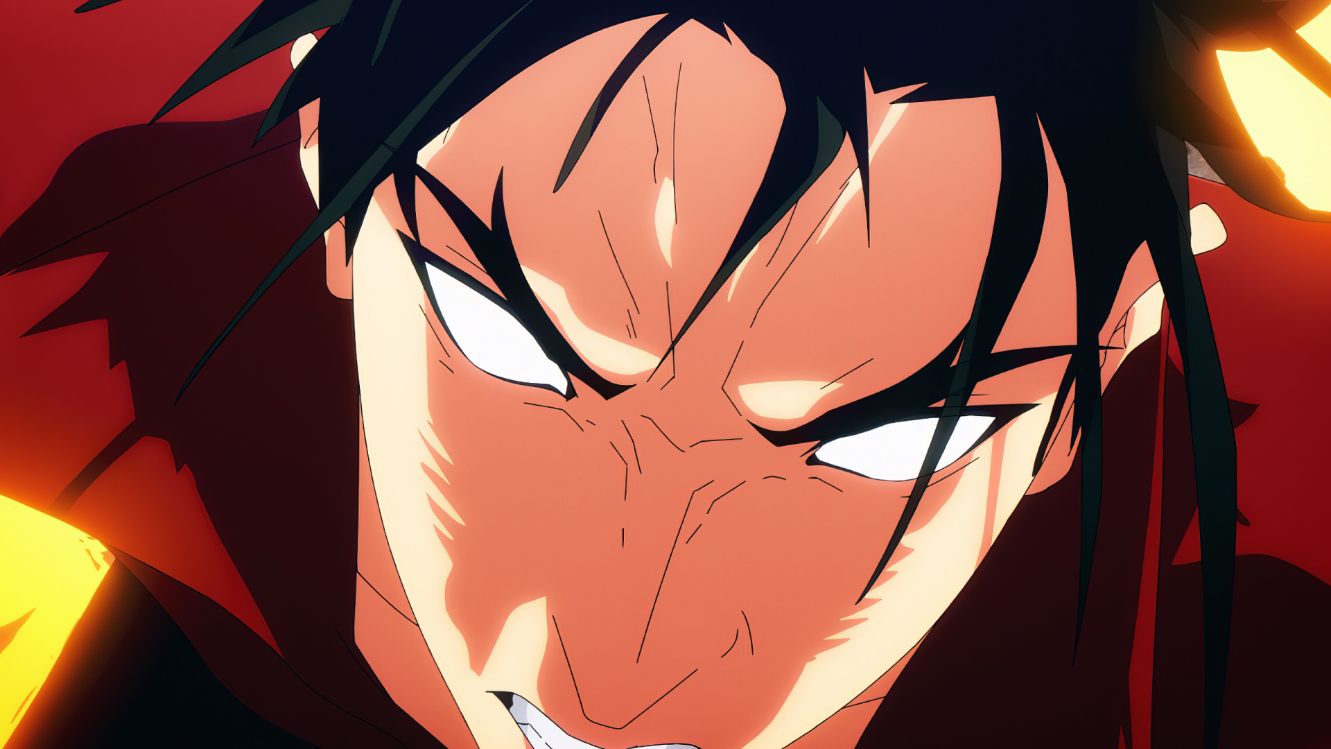 Close-up of Liu Zhigang from Solo Leveling, showcasing intense expression and vivid colors. A striking HD desktop wallpaper for fans of anime and the series.