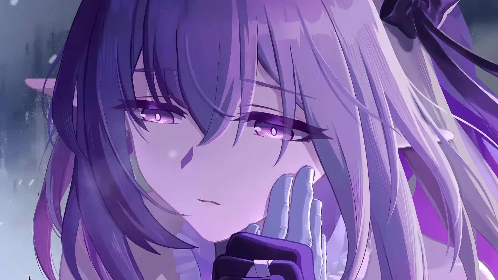 A stunning 4K Ultra HD wallpaper featuring Castorice from the video game Honkai: Star Rail, showcasing her expressive eyes and elegant design against a mystical backdrop.