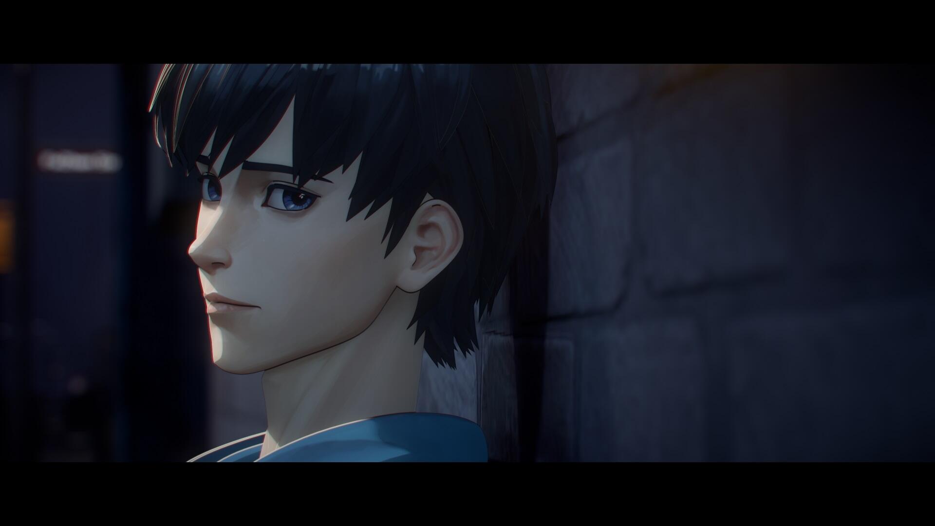 HD anime desktop wallpaper featuring a close-up of a male character from To Be Hero X with dark hair and a serious expression against a dimly lit background.