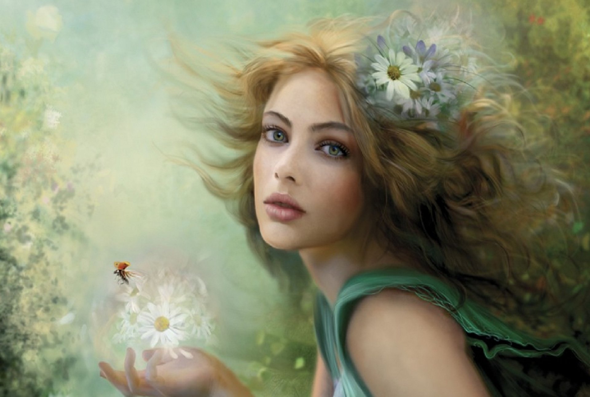 Download Flower Fantasy Woman Hd Wallpaper