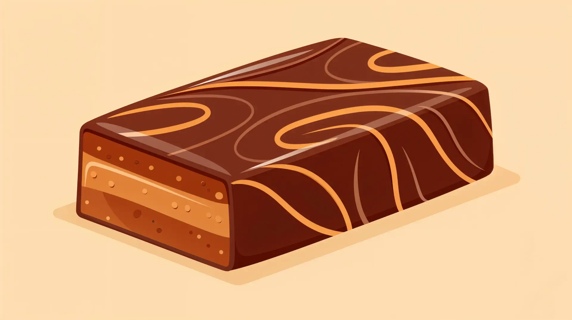 4K Ultra HD PC desktop wallpaper featuring a rich, rectangular fudge piece with swirling caramel patterns on a soft beige background.