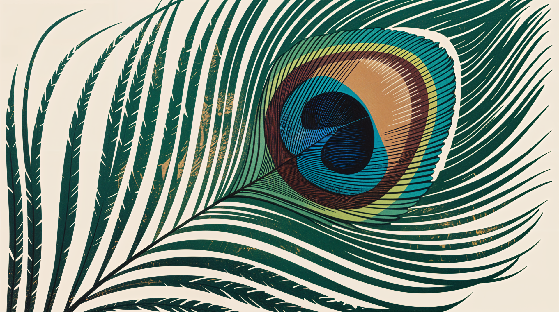 A detailed close-up of a vibrant peacock feather with intricate patterns and rich colors, rendered in 4K Ultra HD for a PC desktop wallpaper and background.