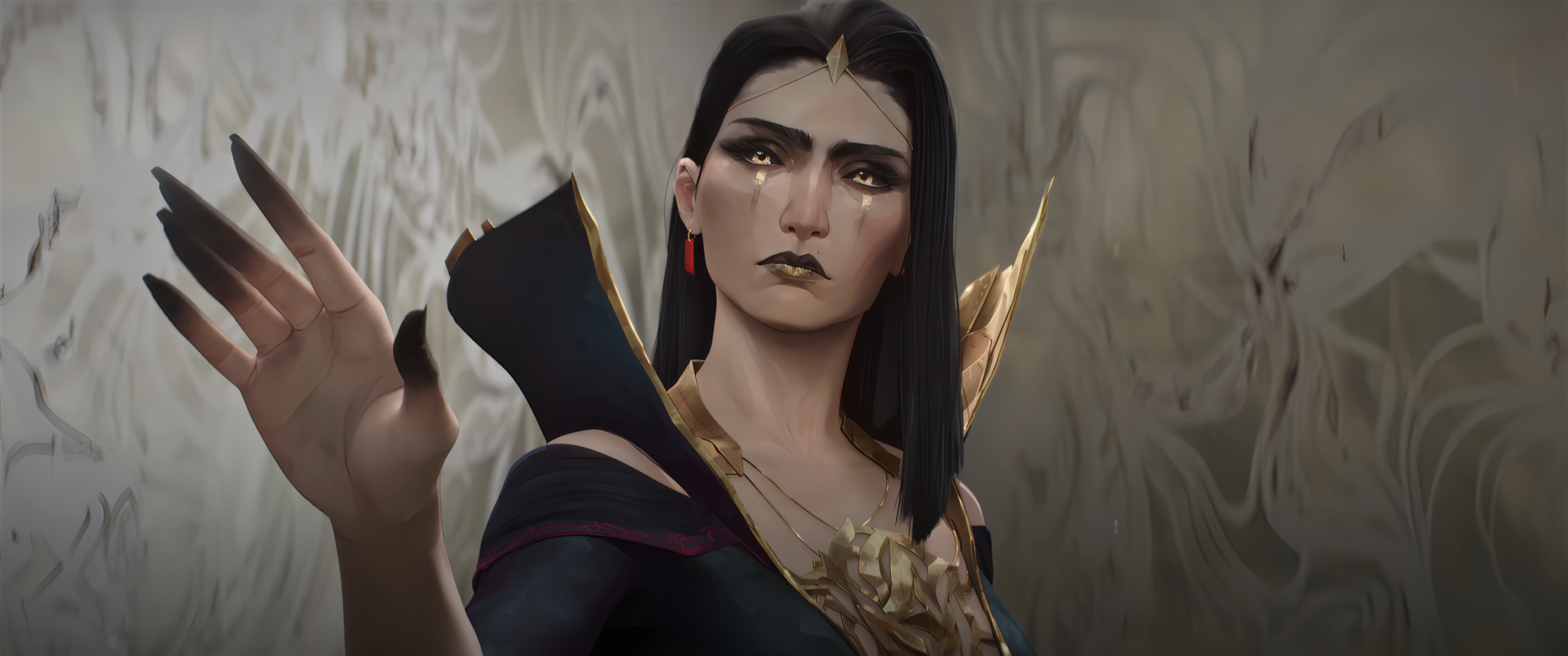 HD PC desktop wallpaper featuring LeBlanc, a character from the video game League of Legends, with a dark and mystical aesthetic.