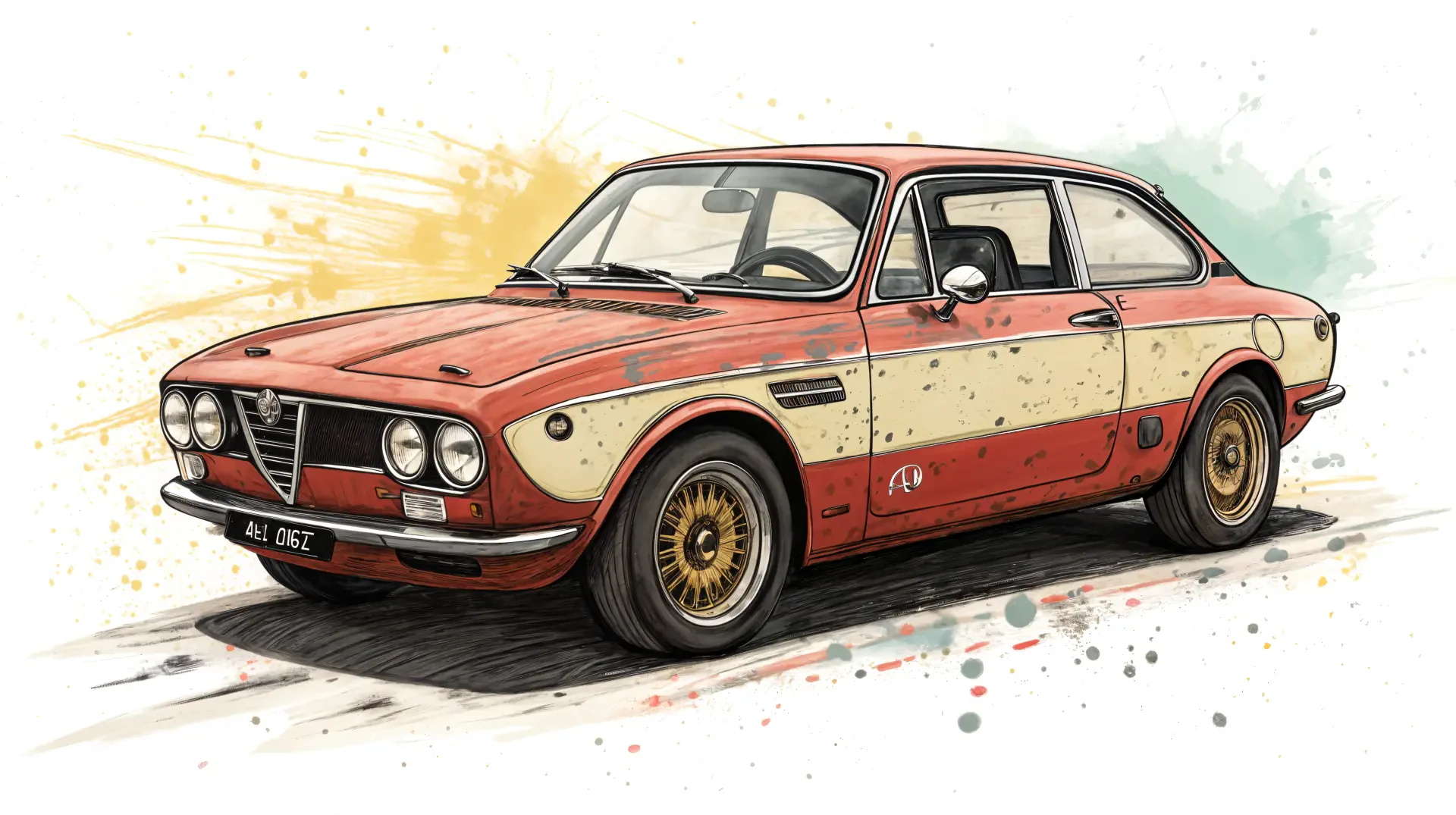 A detailed 4K Ultra HD PC desktop wallpaper featuring a classic Alfa Romeo car with a vintage red and cream color scheme.