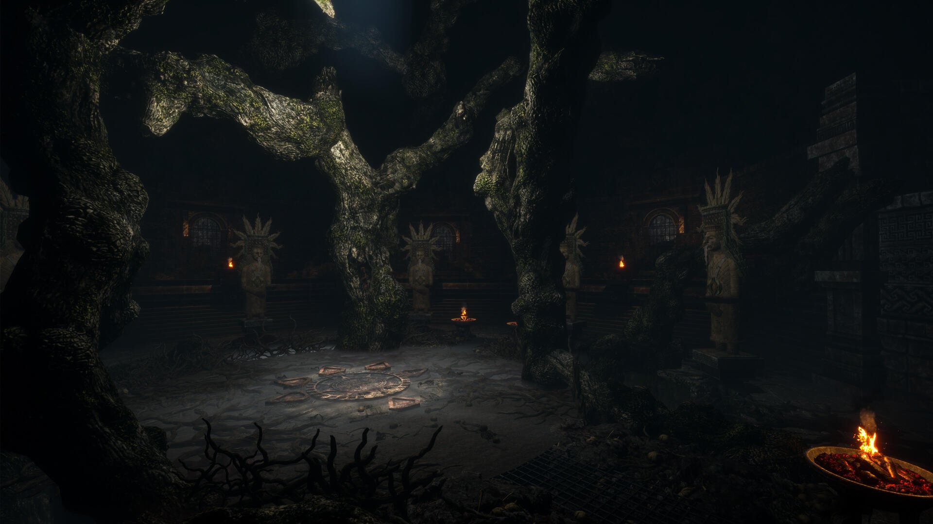 Dark, eerie ritual scene from the video game Death Relives, captured in 4K Ultra HD as a detailed PC desktop wallpaper and background.