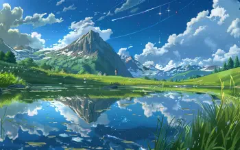 アニメ NOCTURNAL LANDSCAPE Nature Landscape Night View Mountain Animated Stock Footage