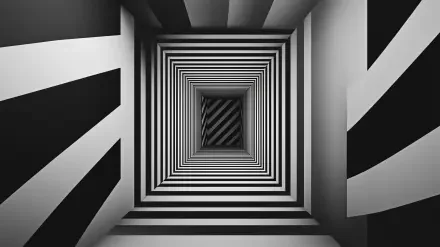 geometric art Black & White 3D infinite depth HD Desktop Wallpaper | Background Image