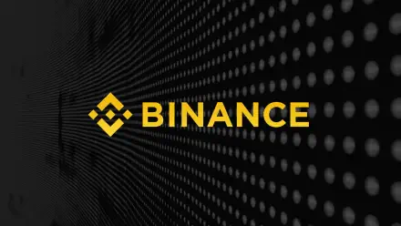 A sleek HD desktop wallpaper featuring the Binance logo in yellow, set against a modern, tech-inspired black background with dotted patterns, representing cryptocurrency innovation.
