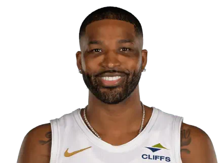 High-definition image of Tristan Thompson, a Cleveland Cavaliers player, smiling in his team jersey. This wallpaper captures Thompson's energetic presence on the basketball court.