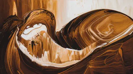 Abstract swirls of warm browns and creamy whites create a dynamic, fluid design, showcasing a 4K Ultra HD aesthetic for an engaging desktop wallpaper.