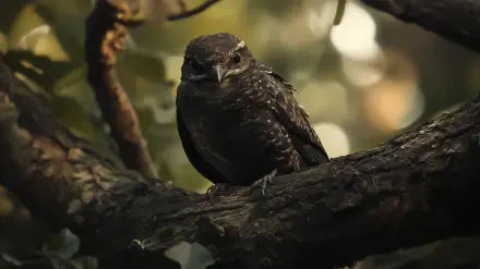 A close-up of a Nightjar perched on a branch, showcasing its distinct plumage in a natural setting, making it an engaging HD PC desktop wallpaper and background.