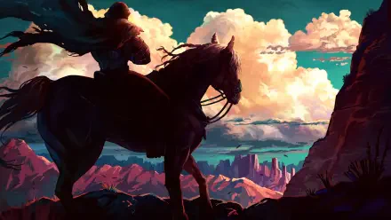A striking HD desktop wallpaper featuring dynamic gaming art inspired by Street Fighter 6, showcasing powerful characters against a vibrant, atmospheric background.
