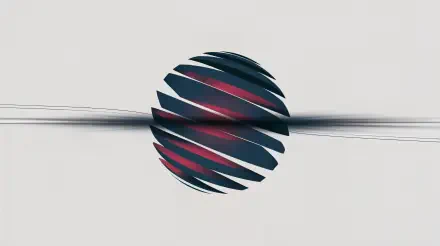 A 4K Ultra HD PC desktop wallpaper featuring a dark spherical shape with red highlights and horizontal slashes against a light gray background.