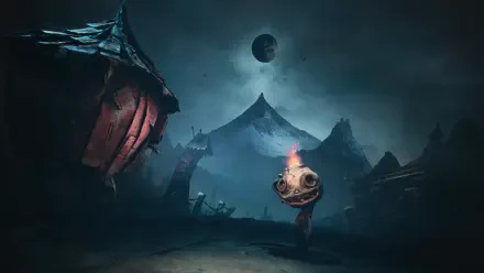 HD PC desktop wallpaper from the video game The Midnight Walk, featuring a dark, eerie nighttime scene with a mysterious character holding a glowing lantern.