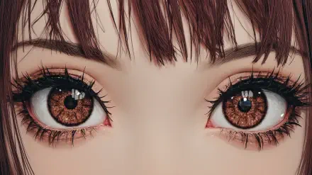 Close-up HD anime eyes with detailed eyelashes and eyebrows, designed as a striking PC desktop wallpaper and background.