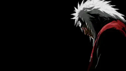 HD anime desktop wallpaper featuring Jiraiya from Naruto against a black background, highlighting his profile with striking detail and vibrant colors.