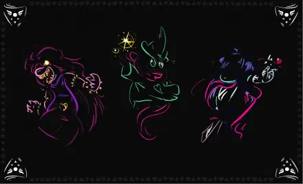 4K Ultra HD Deltarune wallpaper featuring vibrant, stylized character silhouettes against a black background, designed for PC desktop use.