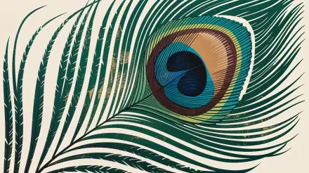 A detailed close-up of a vibrant peacock feather with intricate patterns and rich colors, rendered in 4K Ultra HD for a PC desktop wallpaper and background.