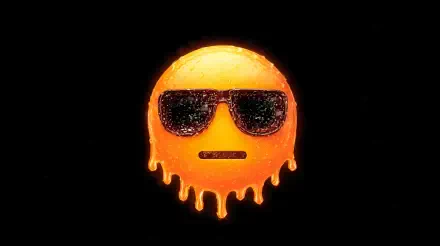 A melting emoji wearing sunglasses, rendered in vibrant colors as a 4K Ultra HD PC desktop wallpaper and background.