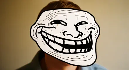 A 4K Ultra HD PC desktop wallpaper featuring the classic black-and-white troll face meme over a blurred background.