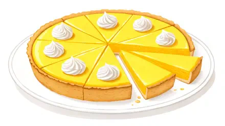 A bright and detailed 4K Ultra HD PC desktop wallpaper featuring a sliced lemon pie topped with dollops of whipped cream on a white plate.
