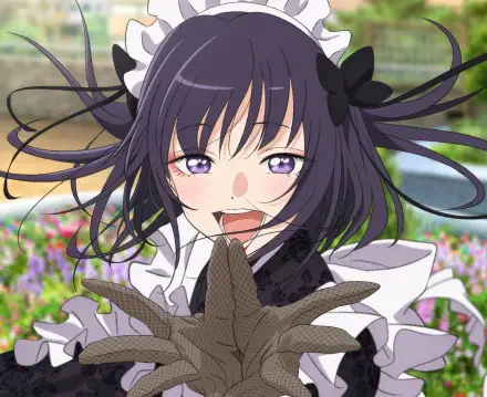 HD PC desktop wallpaper featuring Marin Kitagawa from the anime My Dress-Up Darling, showcasing her cheerful expression and dynamic pose outdoors with flowers in the background.