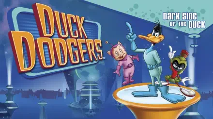 HD PC desktop wallpaper featuring Duck Dodgers and characters in a space-themed setting with the title Dark Side of the Duck.