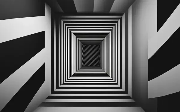 geometric art Black & White 3D infinite depth HD Desktop Wallpaper | Background Image
