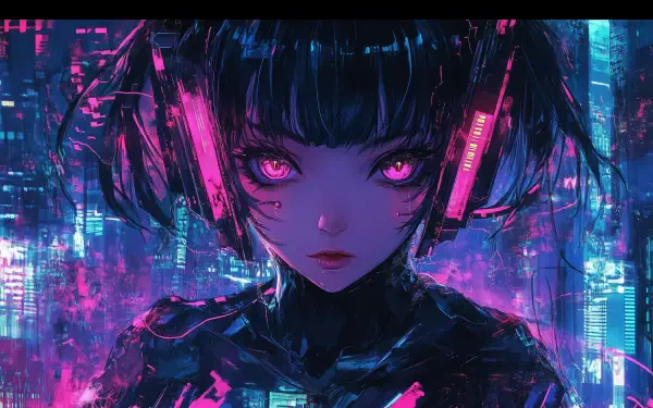 anime girl Glitchcore pink anime cyberpunk HD Desktop Wallpaper | Background Image