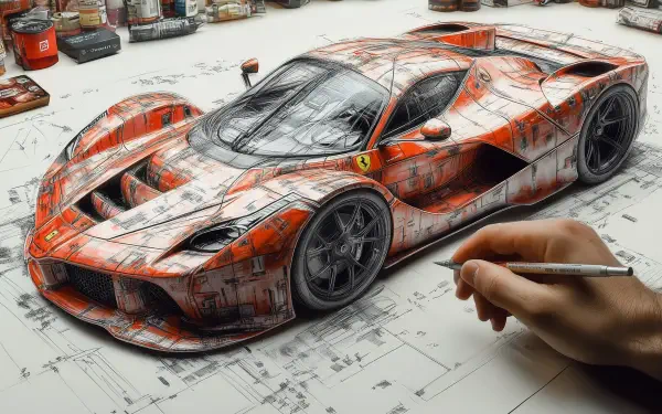 Ferrari concept car drawing HD Desktop Wallpaper | Background Image