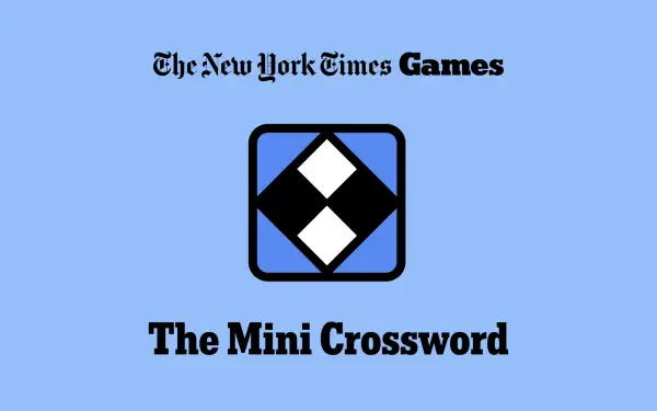 A high-definition background featuring the New York Times Games logo and the title The Mini Crossword against a light blue backdrop.
