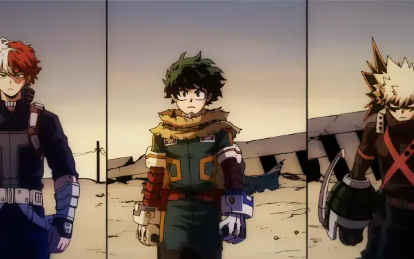 Anime My Hero Academia: You're Next Shoto Todoroki Izuku Midoriya Katsuki Bakugou HD Desktop Wallpaper | Background Image