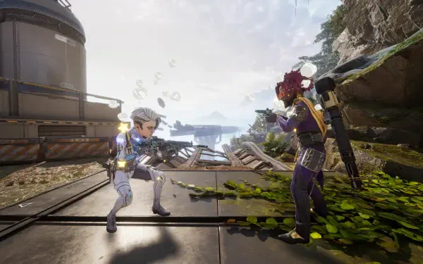 A dynamic scene from the video game FragPunk, showcasing two characters in a futuristic setting, captured as a striking 4K Ultra HD PC desktop wallpaper and background.