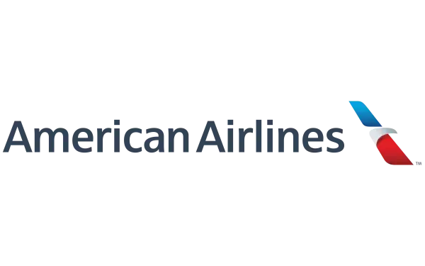 American Airlines logo on a 4K Ultra HD desktop wallpaper, featuring a clean and modern design with the iconic eagle emblem and bold typography.